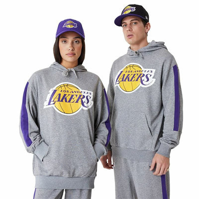 Unisex Sweater mit Kapuze New Era LA Lakers NBA Colour Block Grau