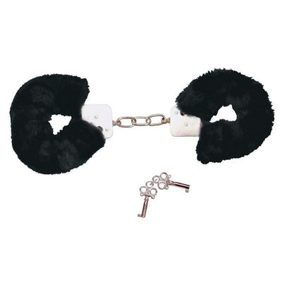 Bad Kitty Black Plush Handcuffs-1
