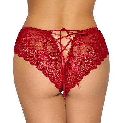 Cottelli Crotchless Panty Red-2