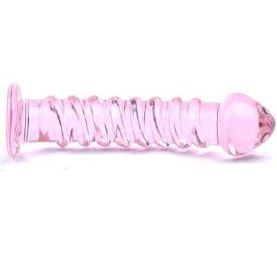 Textured Pink Glass Dildo-1