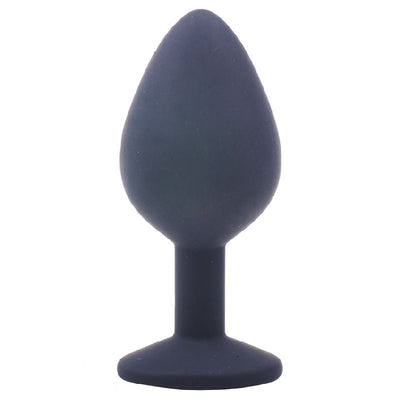 Medium Black Jewelled Silicone Butt Plug-1