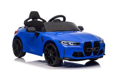 BMW M4, 12 volt, music module, leather seat, rubber tires (SX2418) - blue - tjoplaza.eu