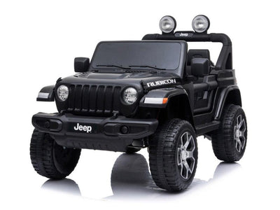 Jeep Wrangler Rubicon, 12 volt, leather seat, rubber EVA tires (JWR555) - black - tjoplaza.eu