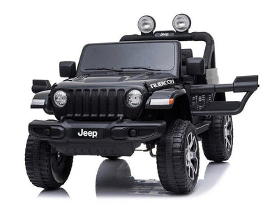 Jeep Wrangler Rubicon, 12 volt, leather seat, rubber EVA tires (JWR555) - black - tjoplaza.eu