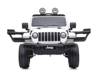 Jeep Wrangler Rubicon, 12 volt, leather seat, rubber EVA tires (JWR555) - white - tjoplaza.eu