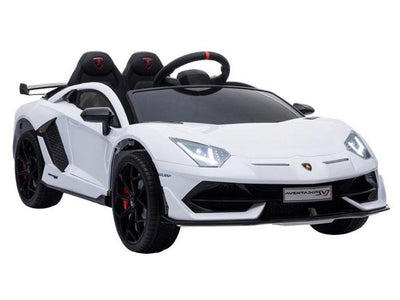 Lamborghini Aventador 12v, music module, leather seat, rubber EVA tires (HL328) - white - tjoplaza.eu