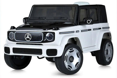 Mercedes-Benz EQG 12v, music module, Bluetooth, leather seat, rubber EVA tires (JJ2088) - white - tjoplaza.eu
