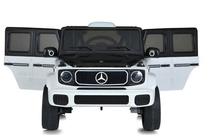 Mercedes-Benz EQG 12v, music module, Bluetooth, leather seat, rubber EVA tires (JJ2088) - white - tjoplaza.eu